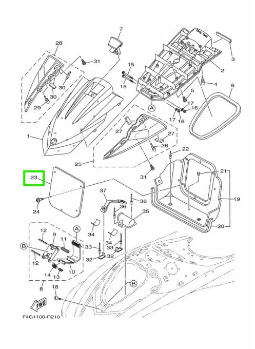 Plaque de coffre avant - Plate Loker Bow Yamaha 1050-1800cc 2012-2020 référence F2S-U475F-00-00 – Image 2