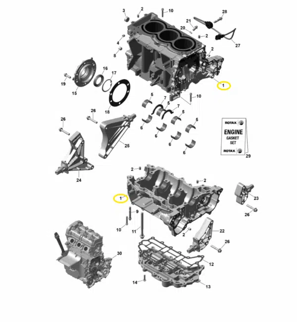 Bloc moteur - Crankcase Sea-Doo 900 cc 2014-2026 référence  420893131, 420894025,  420894026 – Image 6