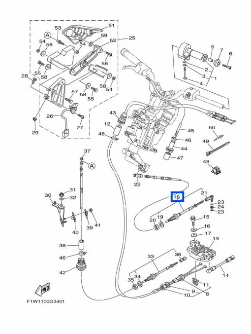 Câble de direction - Cable Steering Yamaha FX 1000-1800cc 2005-2010 F1S-61481-00-00, F1S-61481-02-00 – Image 2