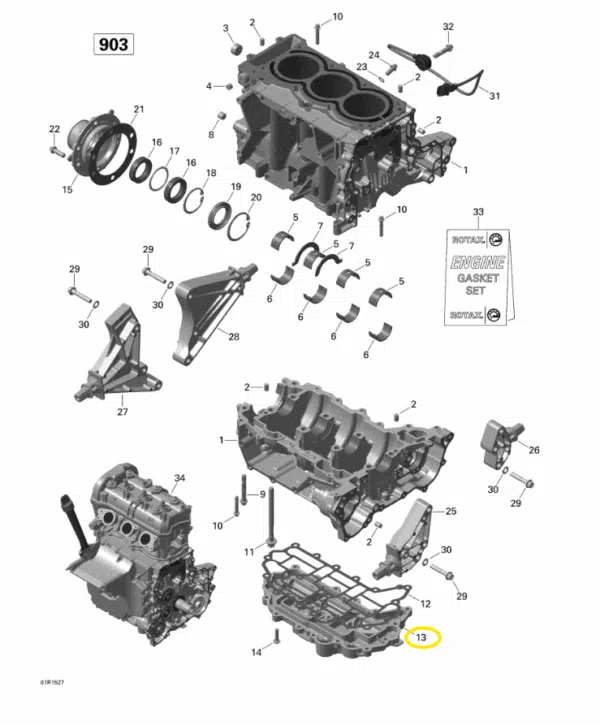 Carter inférieur d'huile – Oil Sump Sea-Doo 900cc 2014-2021 référence 420911502 – Image 2