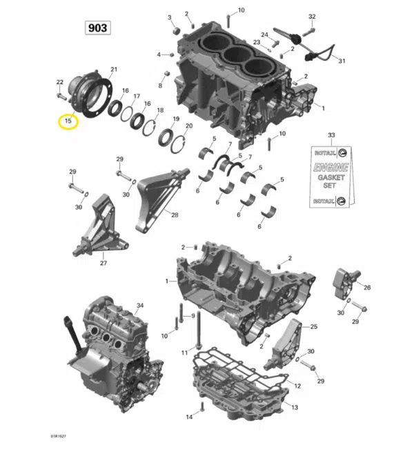 Couvercle de PDM - PTO cover Sea-Doo 900 cc 2014-2021 référence 420911681 – Image 3