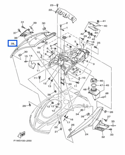 Déflecteur latéral droit - Cover Side 2 Yamaha FX HO-SHO 1800cc 2009-2010 F1W-U377C-40-P0 – Image 2