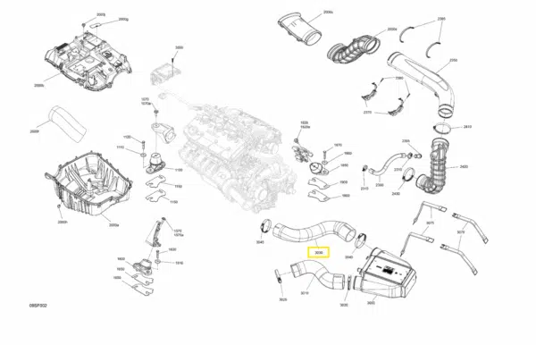 Durite de sortie d’air de l’échangeur - Outlet Hose Hose Air Exit Intercooler Sea-Doo 230-300 CV 2018-2026 référence 273000377, 273000392, 273000419 – Image 2