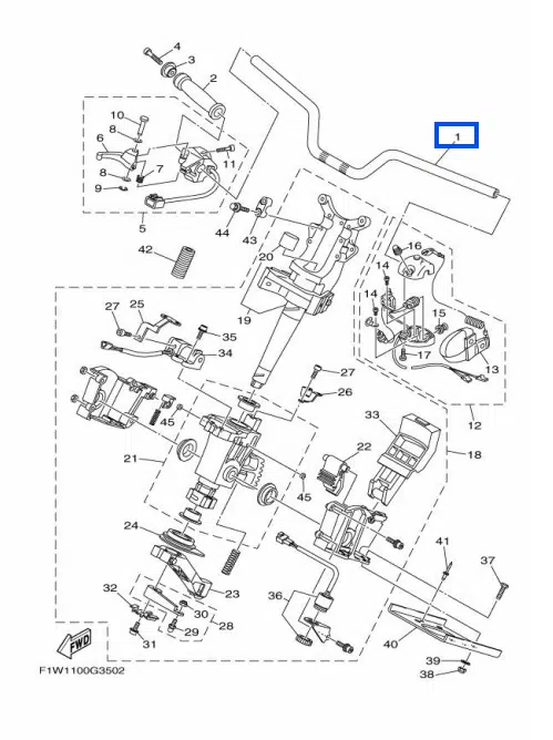 Guidon - Handle Yamaha FX 1000-1800cc 2002-2011 référence F1B-61552-00-00 – Image 2
