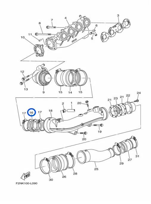 Joint d'échappement - Joint Exhaust 2 Yamaha VX 1100 cc 2005-2015 référence 6D3-14625-00-00 – Image 3