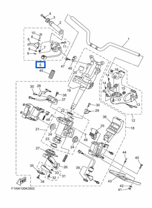 Levier d'accélérateur - Throttle Lever Yamaha FX 1800cc 2008-2011 référence F1W-67250-00-00, F1W-67250-01-00 – Image 4
