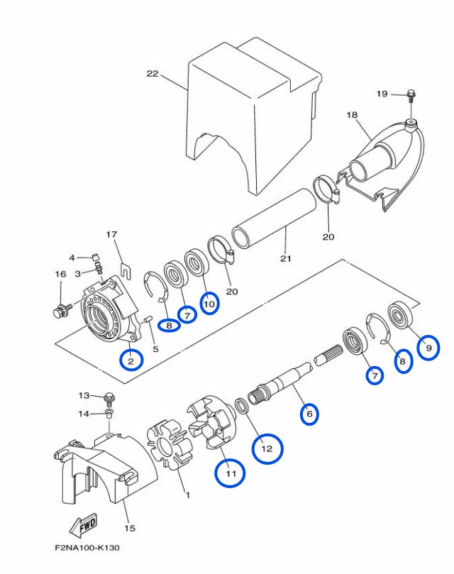 Passe coque complet - Yamaha VX 1100cc 2010-2015 référence 61X-45332-03-94, 61X-G5332-00-00, 6BU-45511-00-00, 6D3-45593-00-94, 6D3-45593-00-94 – Image 2