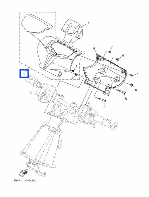 Protection supérieure de guidon - Pad Steering Yamaha EX-EXR-VX-C 1050 cc 2021-2022 référence F3Y-U1421-30-00 – Image 3