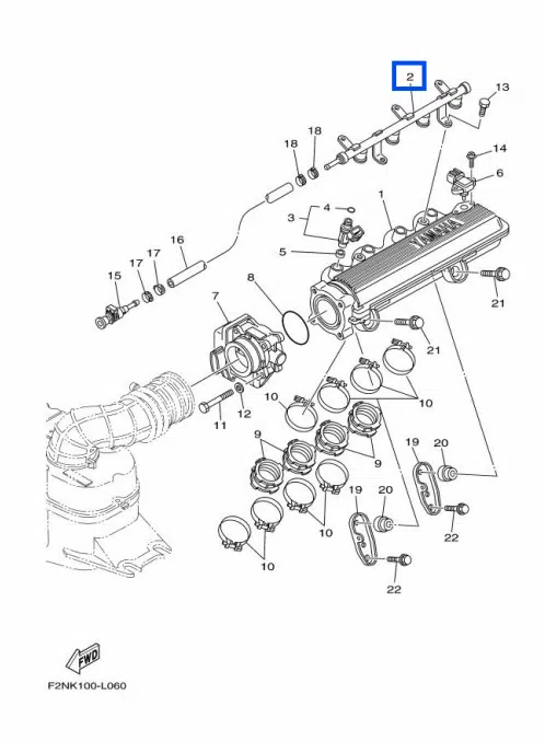 Rampe injection - Delivery Pipe Yamaha VX 1100cc 2012-2015 référence 6BU-12880-10-00, 6BU-12880-11-00 – Image 2