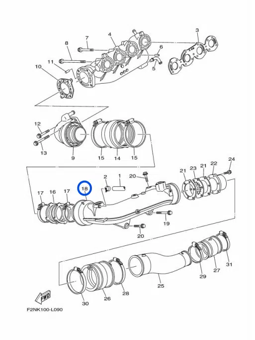 Silencieux d'échappement - Muffler 2 Yamaha VX 1100 cc 2012-2015 référence 6D3-14721-10-00 – Image 2