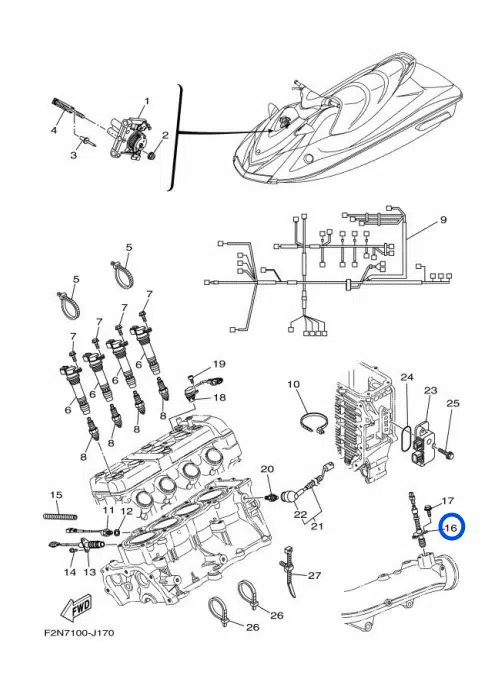 Sonde de température - Thermostat Switch Yamaha VX 1100cc 2005-2015 référence 6D3-82560-00-00, 6D3-82560-01-00 – Image 3