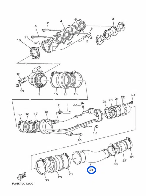 Sortie du silencieux d'échappement - Pipe Outlet Yamaha VX 1100 cc 2010-2015 référence 6BU-14752-00-94 – Image 2