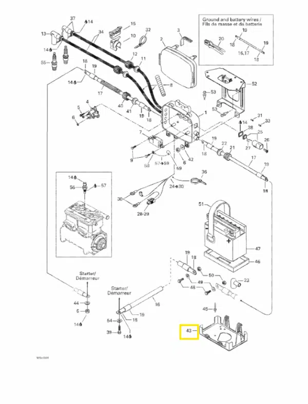 Support de batterie - Battery Support Sea-Doo 720-951cc 1999-2003 référence 278001430, 278001580 – Image 2