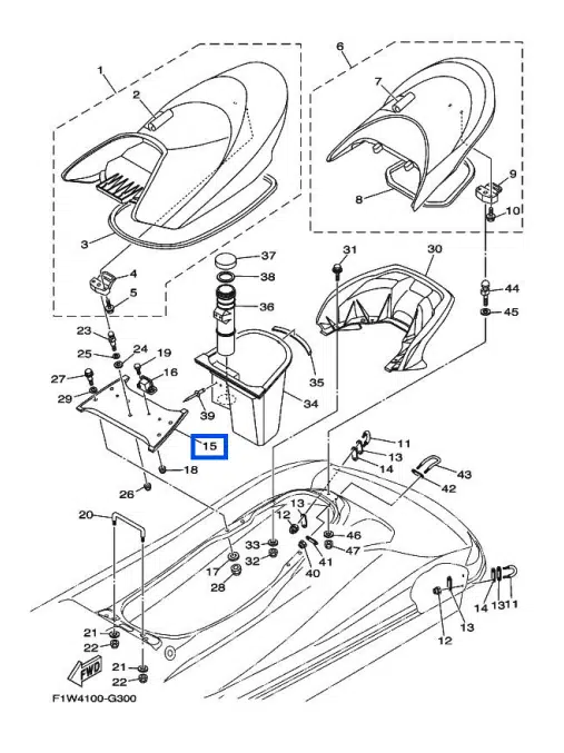 Support de selle - Deck Beam 1 Yamaha FX 1000-1800cc 2002-2011 référence F1B-U8952-01-00, F1W-U8952-00-00, F1X-U8952-01-00 – Image 3
