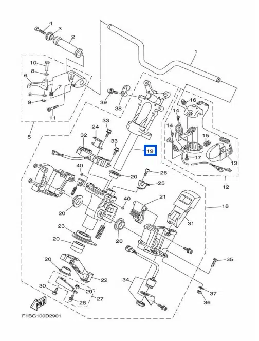 Tige de direction - Shaft Assy Yamaha FX 1000-1100 cc 2005-2007 référence F1S-67410-10-00 – Image 3