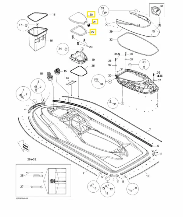 Trappe de boîte à gants - Glove Box Cover Sea-Doo 720-1503cc 2001-2011 référence 269500928, 293250100, 269500719 – Image 2