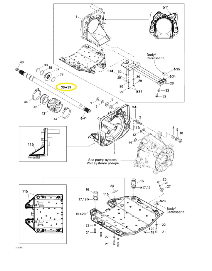Arbre de transmission - Drive Shaft Sea-Doo 1503 cc GTX-RXT 215 CV 2005 référence 271001507 – Image 2