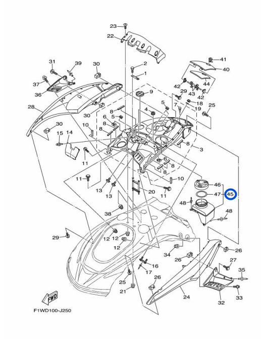 Boîte de rangement - Case Assy 1 Yamaha 1800cc FX 2008-2011 référence F1W-U591A-00-00 – Image 2