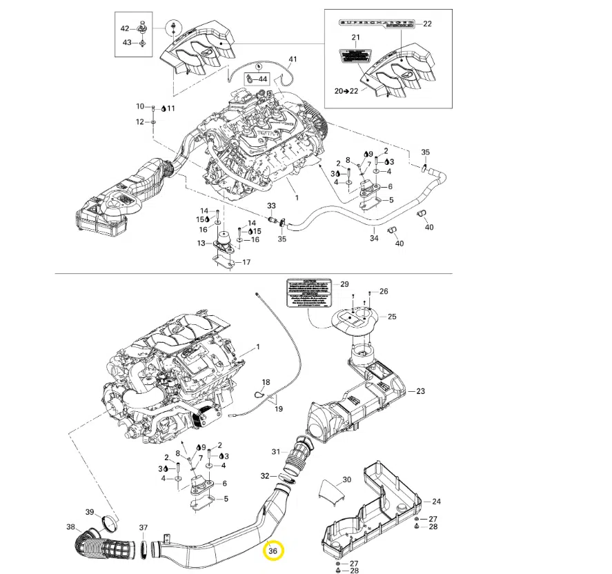 Conduit d’admission – Intake Hose Sea-Doo 1503 cc 185-215 CV 2003-2007 référence 273000214, 273000185 – Image 2