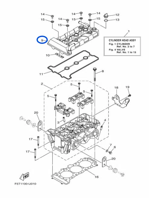 Cache de culasse - Cover Cylinder Head 1 Yamaha 1050cc 2019-2026 référence 6EY-11191-10-00 – Image 2