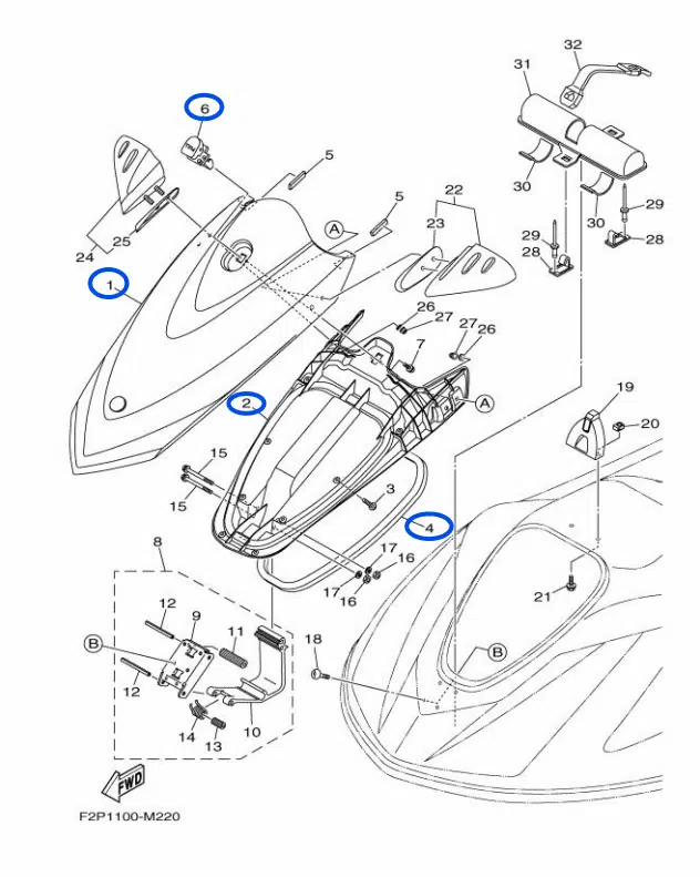 Capot jaune - Lid Engine Room DYMA Yamaha V1 1100cc 2015 référence F2N-U517B-10-PD – Image 2