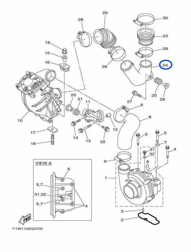 Conduit d'admission - Pipe Boost Yamaha FX 1800cc 2008-2012 référence 6S5-13651-00-00 – Image 2