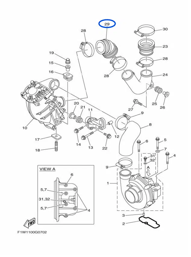 Durite d'admission - Pipe Intake Yamaha FX 1800cc 2008-2012 référence 6S5-13652-00-00 – Image 2