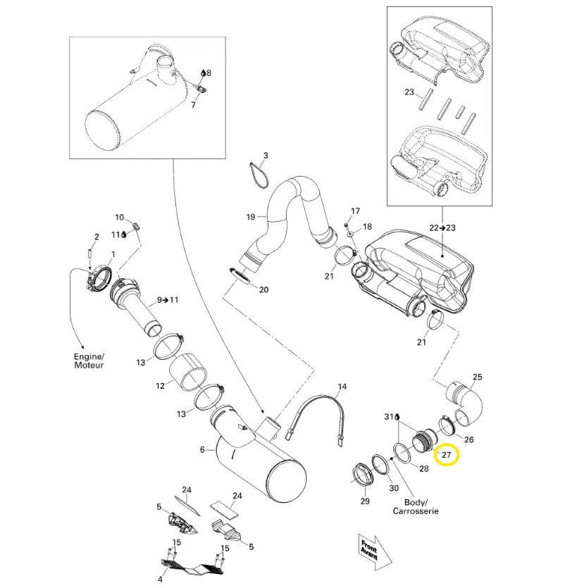 Durite de sortie d’échappement - Exhaust Outlet Hose Sea-Doo 720-1503cc 1997-2011 référence 274000505, 274000843, 274001391 – Image 2