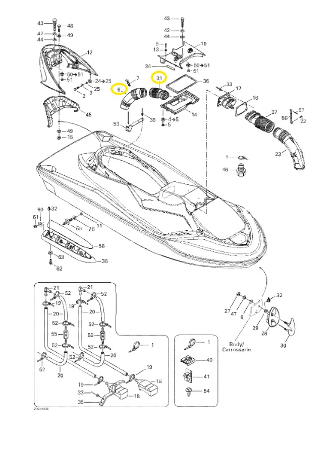 Durite de ventilation - Vent Hose Sea-Doo 951-1503cc 2002-2007 référence 291001600, 291001601, 291001748 – Image 2
