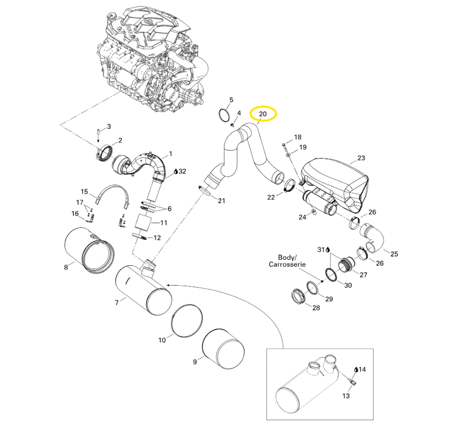 Durite d'échappement - Exhaust Hose Sea-Doo 1503 cc 2004-2006 référence 274001101 – Image 2