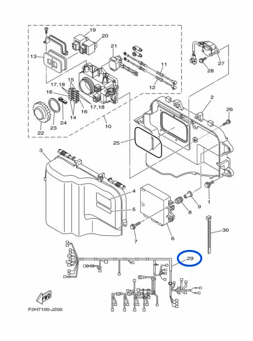 Faisceau Électrique – Wire Harness Yamaha FX HO 1800cc 2009-2010 référence 6BH-8259L-00-00, 6BH-8259L-01-00 – Image 2