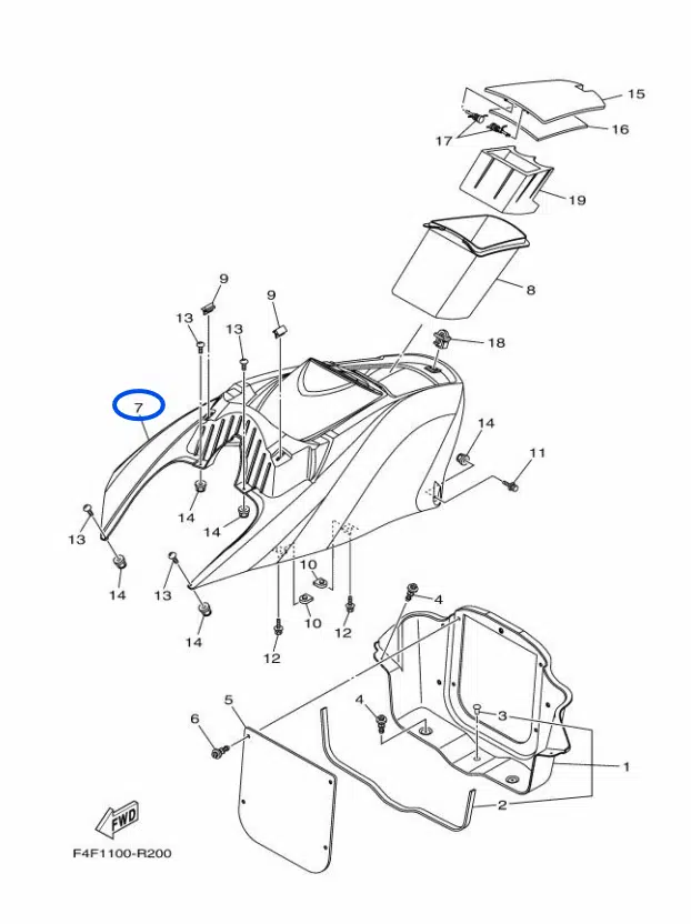 Podium central - Cover Engine Hatch Yamaha V1 Sport 1050cc 2016 référence F2N-U516N-00-PE – Image 3