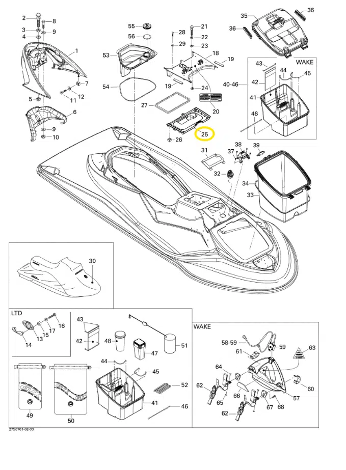 Pont inférieur noir - Lower Bridge Black Sea-Doo 951-1503cc 2002-2009 référence 291001599, 291002138 – Image 2