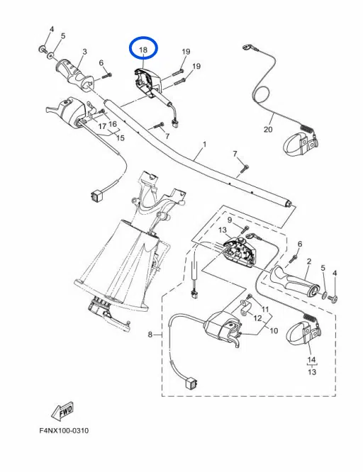 Start & Stop - Switch Assy Yamaha 1050 cc 2021-2026 référence F4P-81860-10-00, F4P-81860-12-00 – Image 2