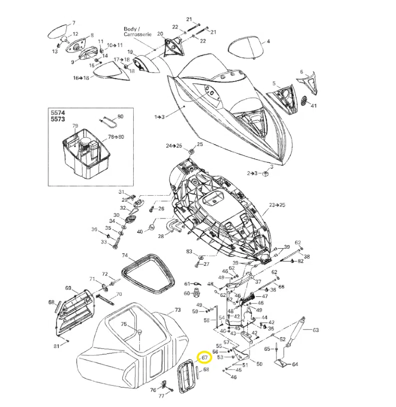 Trappe avant de coffre avant - Front Door Sea-Doo 720-1503cc 2002-2005 référence 291001744 – Image 2