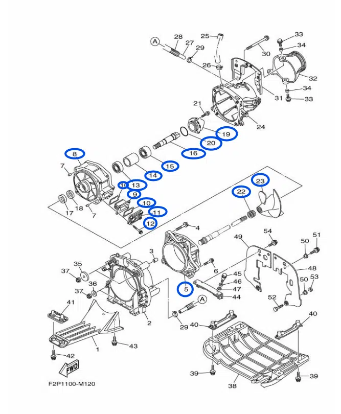 Turbine complète - Complete Jet Pump Assembly Yamaha VX 1100cc 2005-2015 référence 66V-51312-01-94, 6CR-R1312-00-00, 6B6-51315-01-94, 99999-04430-00, 6D3-45514-00-00, 6D3-R1321-02-00, 6D3-R1321-03-00 – Image 3