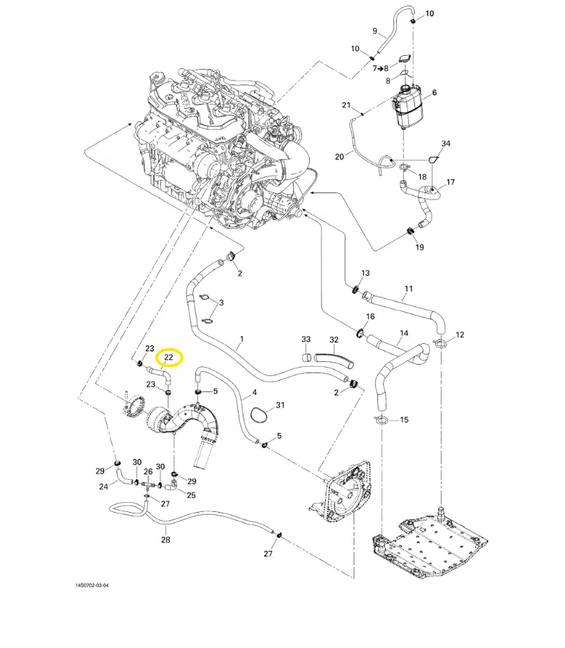 Durite de refroidissement d'échappement - Formed Hose Sea-Doo 1503 cc 2006-2007 référence 276000155 – Image 4