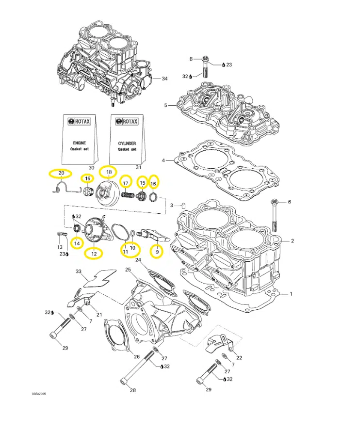 Kit complet de soupape d’échappement – Exhaust Valve Assembly Sea-Doo 951 cc 2000-2003 référence 290911555, 290911558, 420911559, 290854555, 420854555, 290854540, 420854540 – Image 5