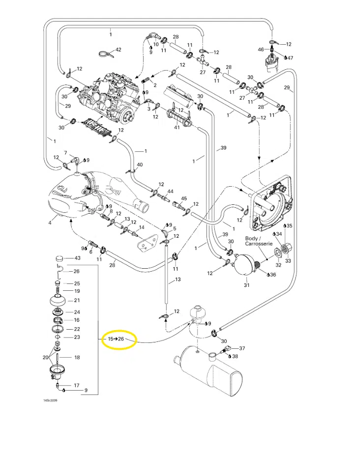 Régulateur de pression d'échappement - Pressure Regulator Ass'y Sea-Doo GTX DI 951 cc 2000-2003 référence 274000864, 274000897 – Image 4