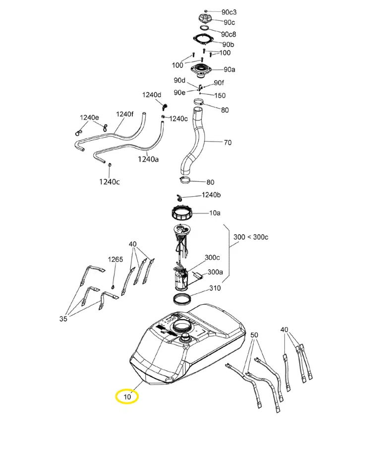 Réservoir d'essence - Fuel Tank Sea-Doo 1503-1630 cc 2019-2022 référence 275500997 – Image 2