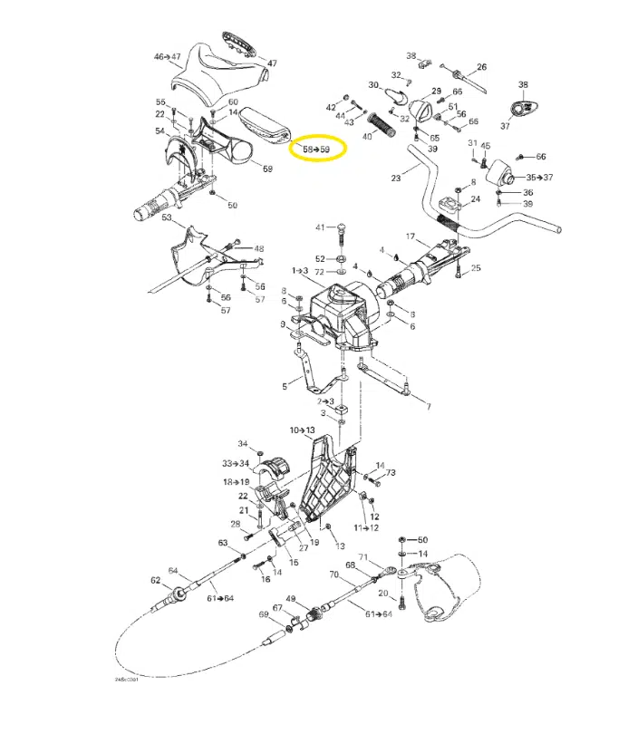 Tampon de guidon - Handle Pad Bleu Atlantique Sea-Doo GTI 720 cc 2003 référence 277001206 – Image 2