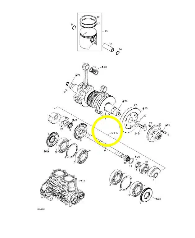 Arbre d'équilibrage - Balance Shaft Ass'y Sea-Doo 951 cc 1998-2002 référence 290837387 – Image 2