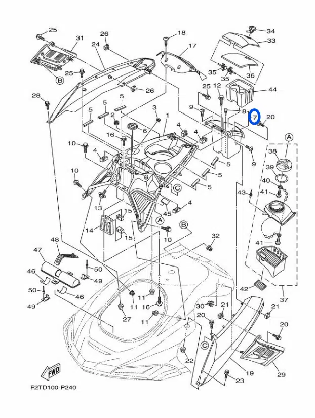 Boîte à gants - Glove Box Hatch Assy Yamaha FX 1800cc 2012-2018 référence F2S-U1708-02-00 – Image 2