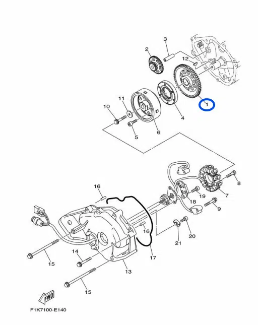 Couronne de lancement - Gear 3 Yamaha FX-VX 1000-1100 cc 2003-2015 référence 6D3-15515-00-00, 60E-15515-01-00 – Image 2