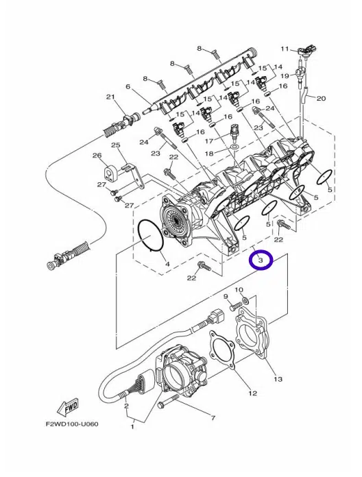 Collecteur d'admission - Manifold Intake 1 Yamaha 1800cc 2013-2023 référence 6BH-13641-10-00 – Image 2