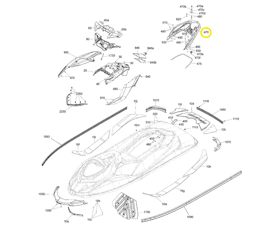Poignée arrière verte - Manta Green Rear Handle Ass'y Sea-Doo 900-1503cc GTI-Wake 2016-2020 référence 291004627 – Image 5