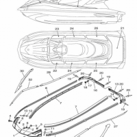 Cache de finition centrale côté gauche - Ornament Middle Lh Yamaha VX-VXR 1050-1800cc 2018-2020 référence F2X-U89AA-60-00