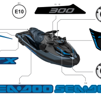 Décalque - Identification Decal Sea-Doo 1630 cc GTX 2024-2026 référence 219906391 autocollant jet ski seadoo BRP carrosserie