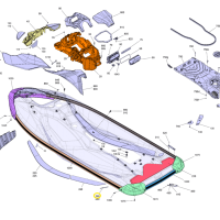 Tapis antidérapant repose pied arrière gauche - LH Rear Footrest Anti Slip Mat Sea-Doo 900-1630 cc 2022-2026 référence 291005885